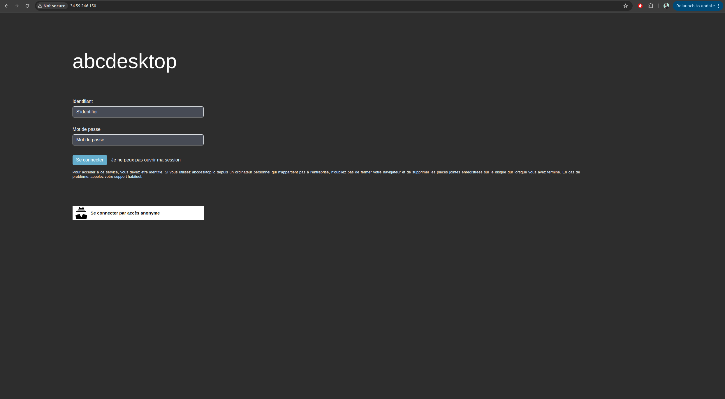 web browser to reach your abcdesktop service